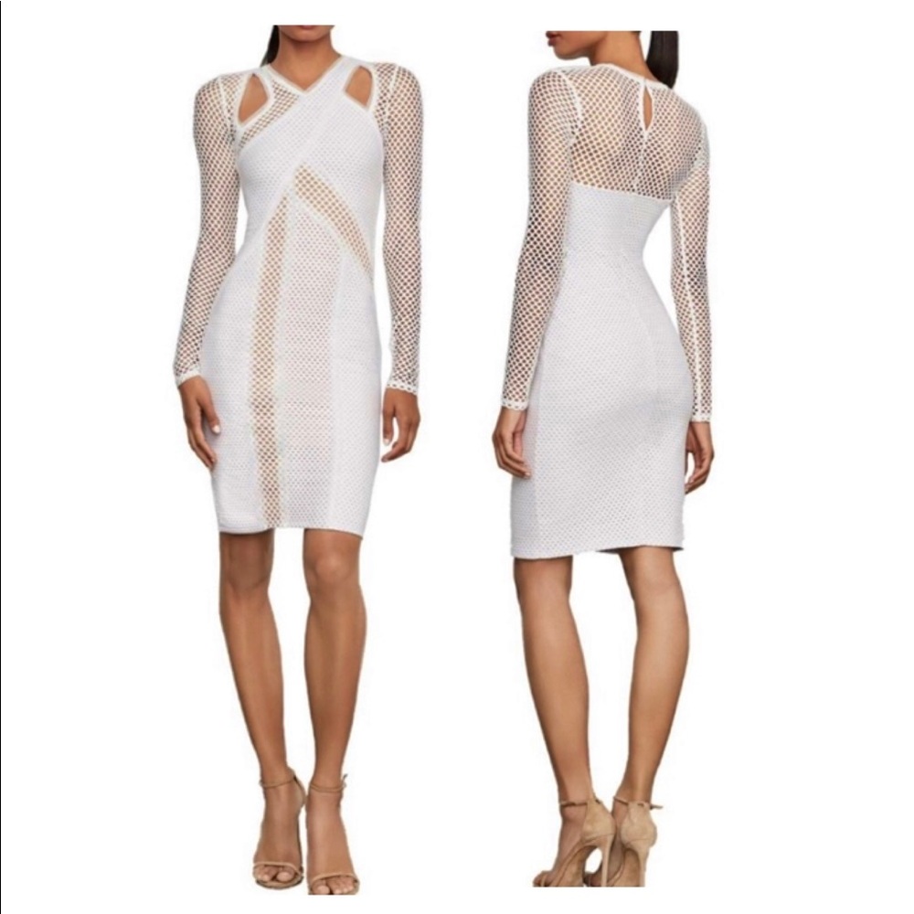 NWT XXS BCBGMaxAzria white cut out bodycon Jaylynn
